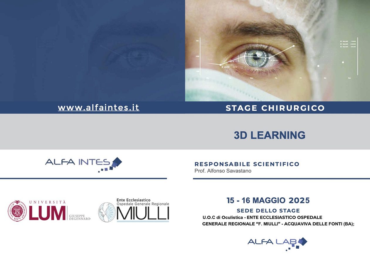 Stage formativo di chirurgia oftalmologica 3D all'Ospedale Miulli diretto dal Prof. Savastano