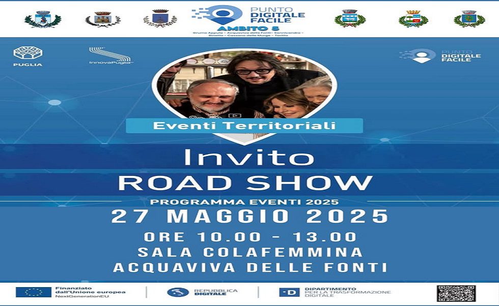 Evento di facilitazione digitale della Regione Puglia ad Acquaviva delle Fonti.
