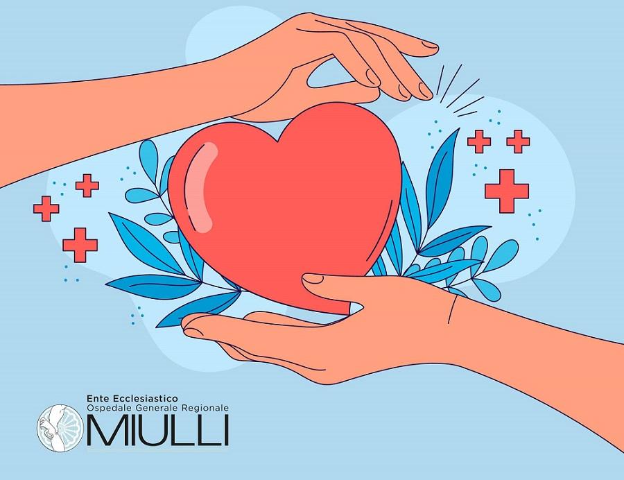Illustrazione del cuore, fegato e reni, simboli della donazione organi e della vita che rinasce grazie all'Ospedale Miulli.