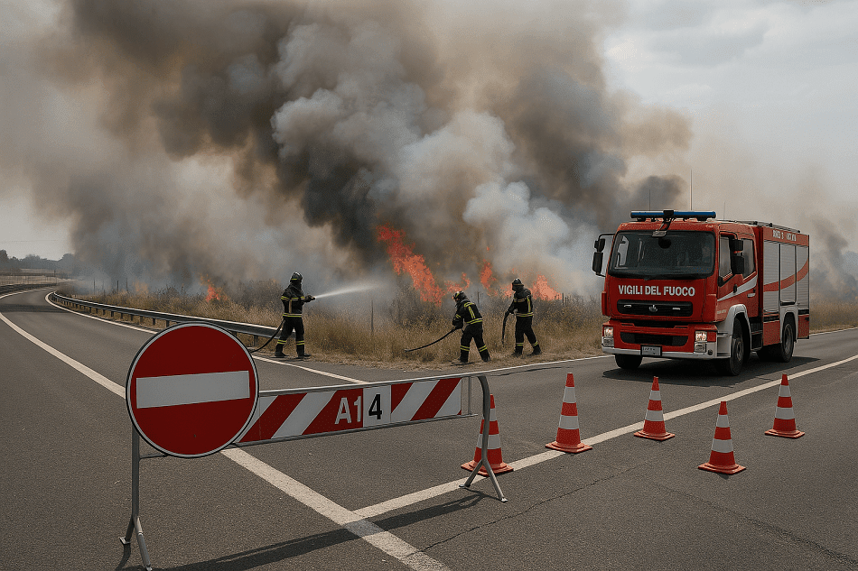 Incendio autostrada A14
