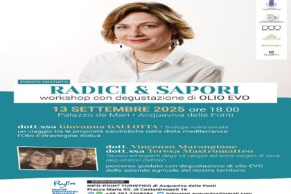 Evento Olio ad Acquaviva: Stasera a Palazzo De Mari 1 Incontro Unico tra Gusto e Scienza! 2 Stasera l'evento olio ad Acquaviva 'Radici & Sapori'. A Palazzo De Mari