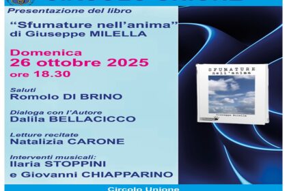 Locandina Presentazione del Libro "Sfumature nell'anima" di Giuseppe Milella