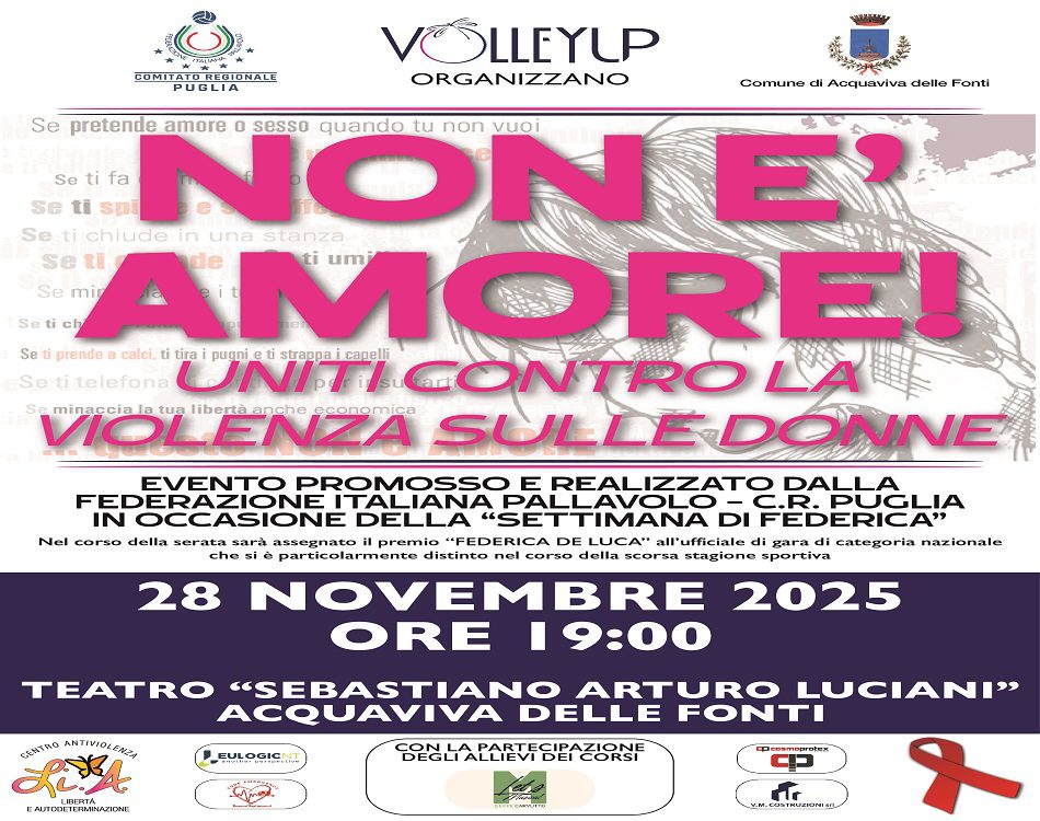 Locandina evento Violenza sulle Donne ad Acquaviva 28 Novembre 2025