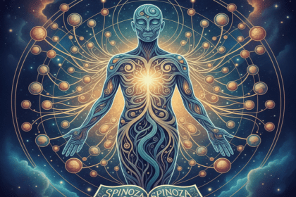 Illustrazione del concetto di Unità interiore e connessione, ispirato alla filosofia di Spinoza.