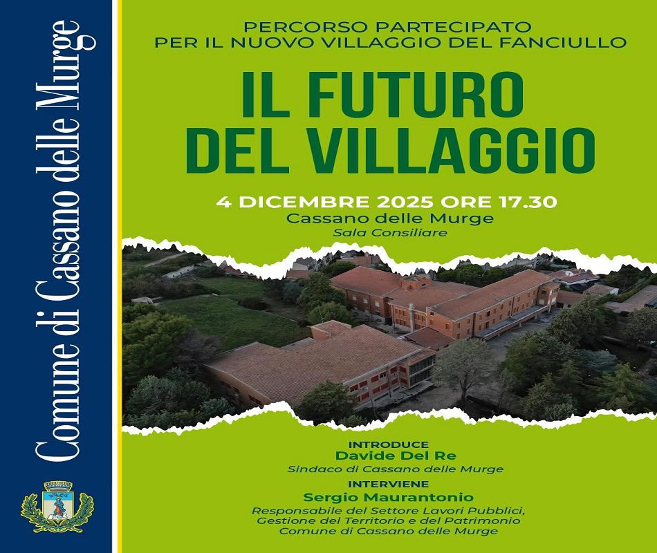 Locandina Percorso Partecipato Nuovo Villaggio del Fanciullo Cassano delle Murge