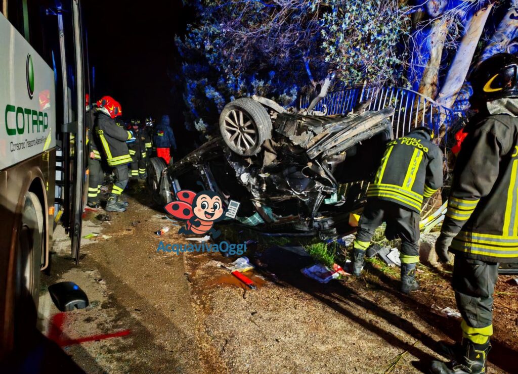 Tragedia stradale. 2 giovani morti nell’incidente Acquaviva-Adelfia: tragedia shock con pullman Sita