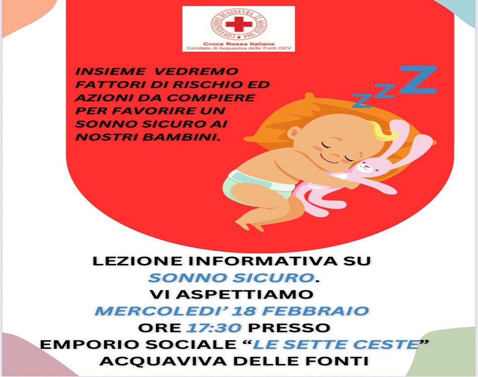 Sonno sicuro neonati: 1 guida della Croce Rossa 2026 1 Sonno sicuro neonati: lezione gratuita ad Acquaviva
