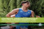 Giuseppe Disabato durante una gara di marcia con la divisa della nazionale italiana.