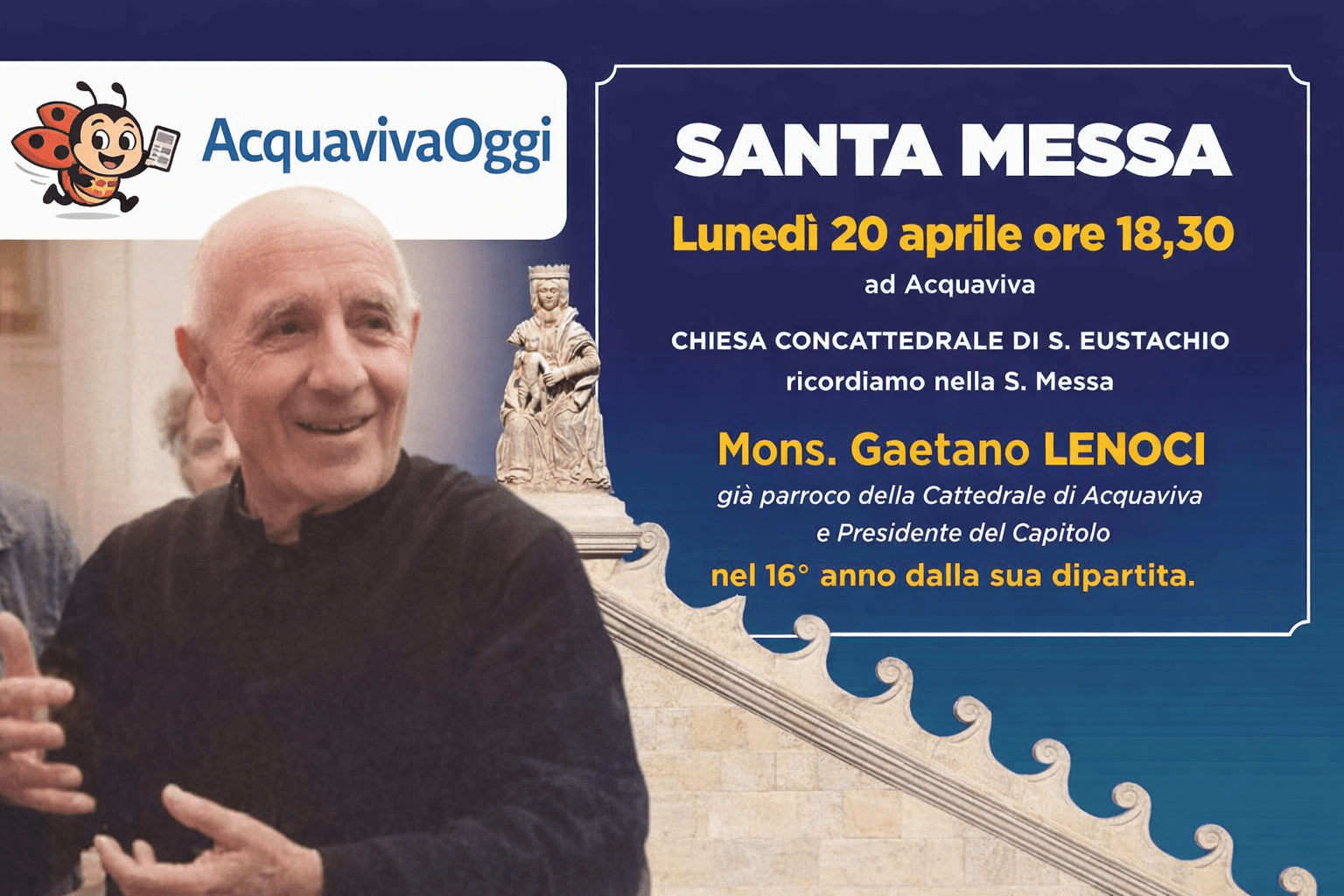 Acquaviva ricorda Mons. Gaetano Lenoci 16 anni dalla scomparsa di un pilastro della comunità