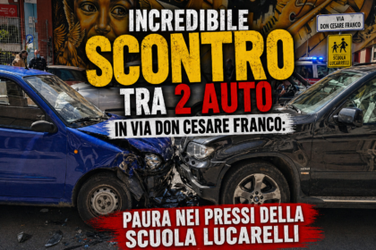 Incredibile Scontro tra 2 auto in via Don Cesare Franco: paura nei pressi della scuola Lucarelli 9 Rilievi dei Carabinieri e Polizia Locale dopo lo scontro tra 2 auto in via Don Cesare Franco ad Acquaviva.