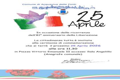 Celebrazione del 25 Aprile Acquaviva delle Fonti presso la Sala Angelillo.