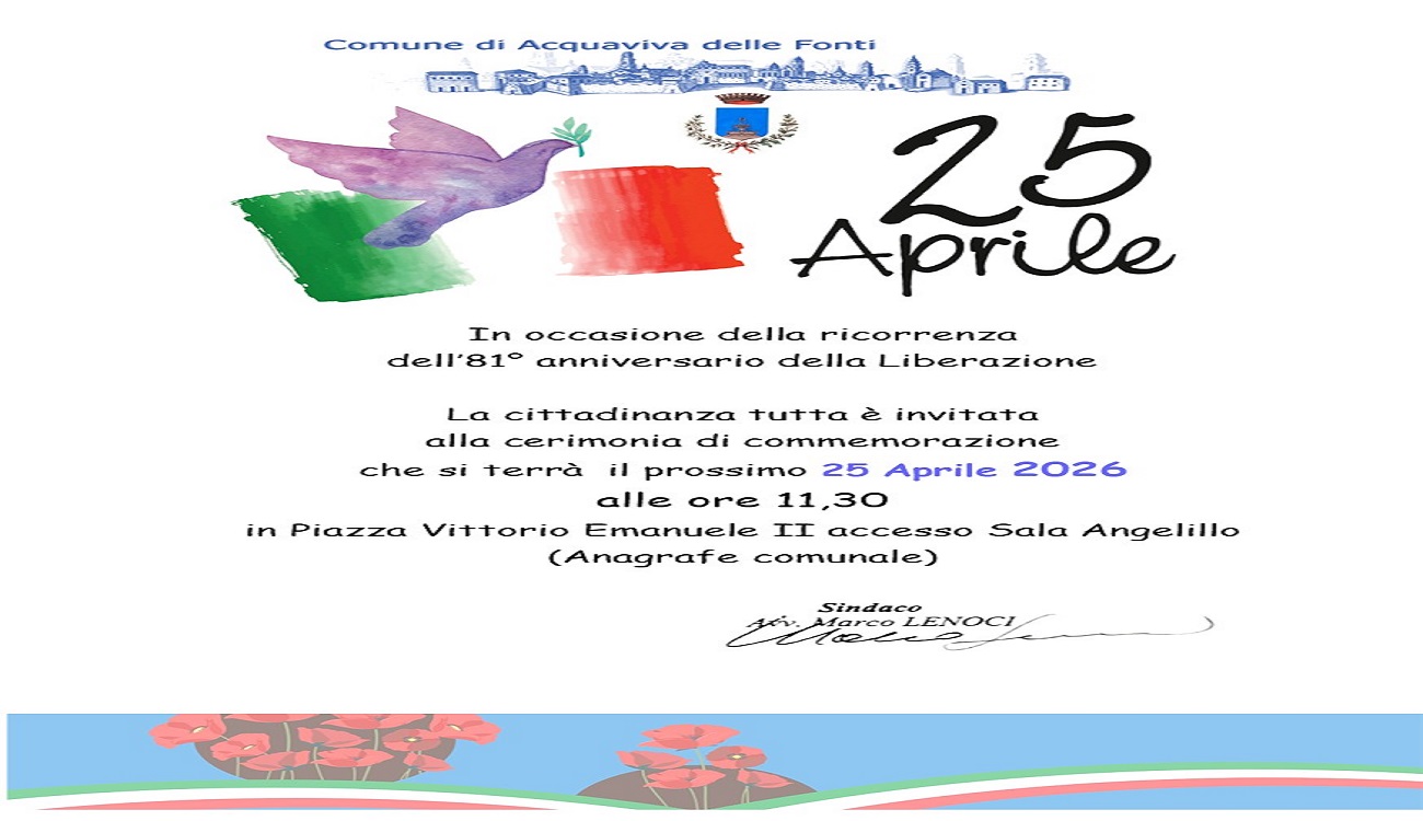 Celebrazione del 25 Aprile Acquaviva delle Fonti presso la Sala Angelillo.