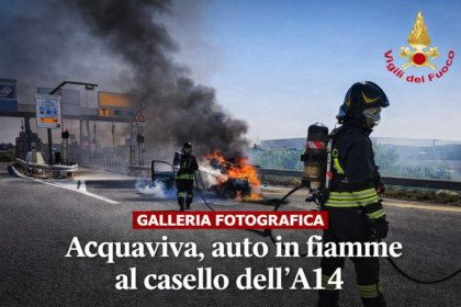 GALLERIA FOTOGRAFICA – Acquaviva, auto in fiamme al casello A14: l'intervento dei Vigili del Fuoco 2 GALLERIA FOTOGRAFICA – Acquaviva, auto in fiamme al casello dell'A14 l'intervento dei Vigili del Fuoco