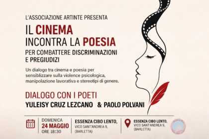 Locandina ufficiale dell'evento culturale Il cinema incontra la poesia organizzato dall'Associazione Artinte a Barletta.