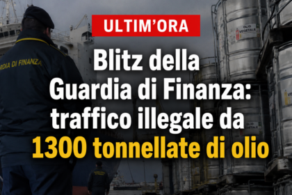 Militari della Guardia di Finanza di Bari durante un sequestro di fusti contenenti olio lubrificante di contrabbando.