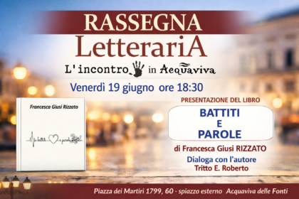 Battiti e parole Acquaviva delle Fonti: 3 motivi per non perdere la presentazione del libro 11 Battiti e parole Acquaviva delle Fonti locandina presentazione libro Francesca Giusi Rizzato