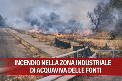 Fumo nero visibile da via Sammichele per un incendio nella zona industriale di Acquaviva delle Fonti.