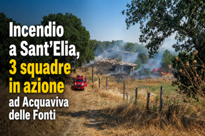 Incendio Acquaviva delle Fonti in zona Sant’Elia con fumo e intervento dei vigili del fuoco