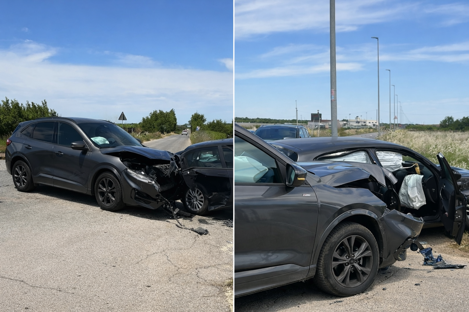 Incidente sulla SP 95 scontro da paura tra Acquaviva e Casamassima con 2 feriti e tre ambulanze sul posto