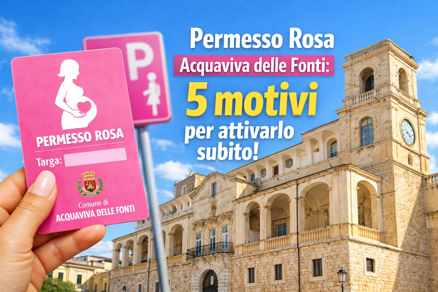 Permesso rosa Acquaviva delle Fonti, stalli rosa per donne in gravidanza e neomamme