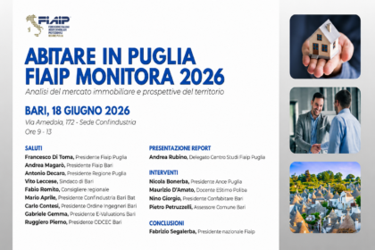 Presentazione del report Fiaip Monitora 2026 sul mercato immobiliare in Puglia a Bari.