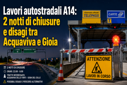 lavori autostradali A14 nel tratto tra Acquaviva delle Fonti e Gioia del Colle
