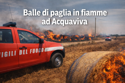 Balle di paglia in fiamme ad Acquaviva: paura in un'area rurale, oltre 50 rotoballe colpite