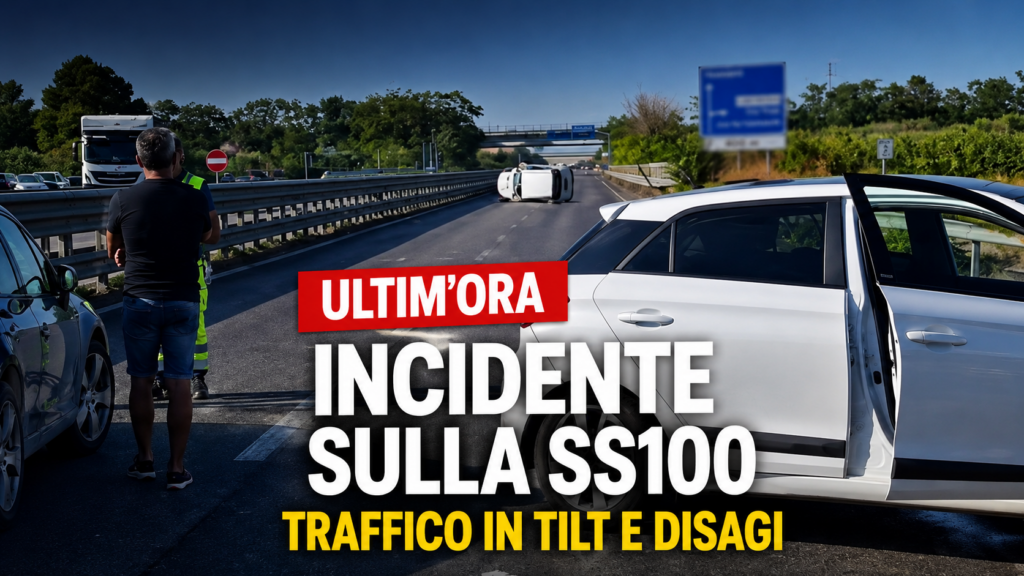Incidente SS100 Casamassima, 1 auto ribaltata sulla statale in direzione Taranto 