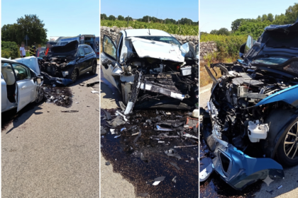 Incidente mortale ad Acquaviva: tragedia sulla strada per Gioia, muore una donna 3 Incidente mortale ad Acquaviva veicoli gravemente danneggiati sulla carreggiata dopo l'impatto.