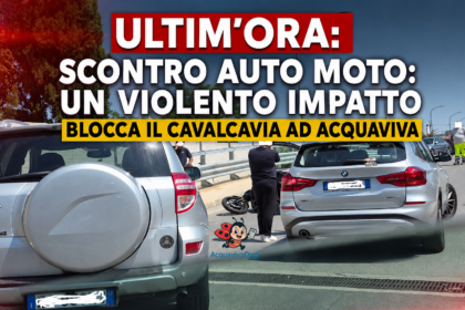 Scontro auto moto: 1 violento impatto blocca il cavalcavia ad Acquaviva delle Fonti