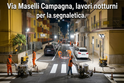 Segnaletica via Maselli Campagna Acquaviva delle Fonti, lavori stradali notturni
