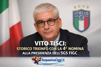 dirigente sportivo Vito Tisci, nominato per la quarta volta presidente del Settore Giovanile e Scolastico della FIGC.