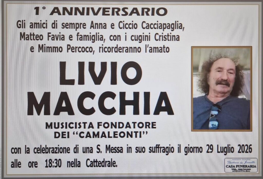 Manifesto funebre anniversario Livio MACCHIA