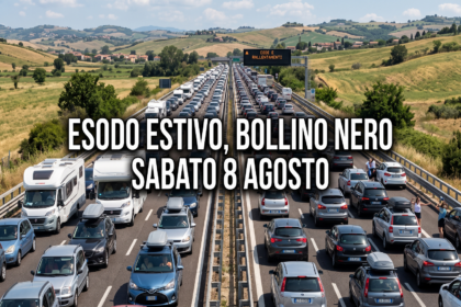 Coda di auto in autostrada durante il bollino nero dell'esodo estivo dell'8 agosto.