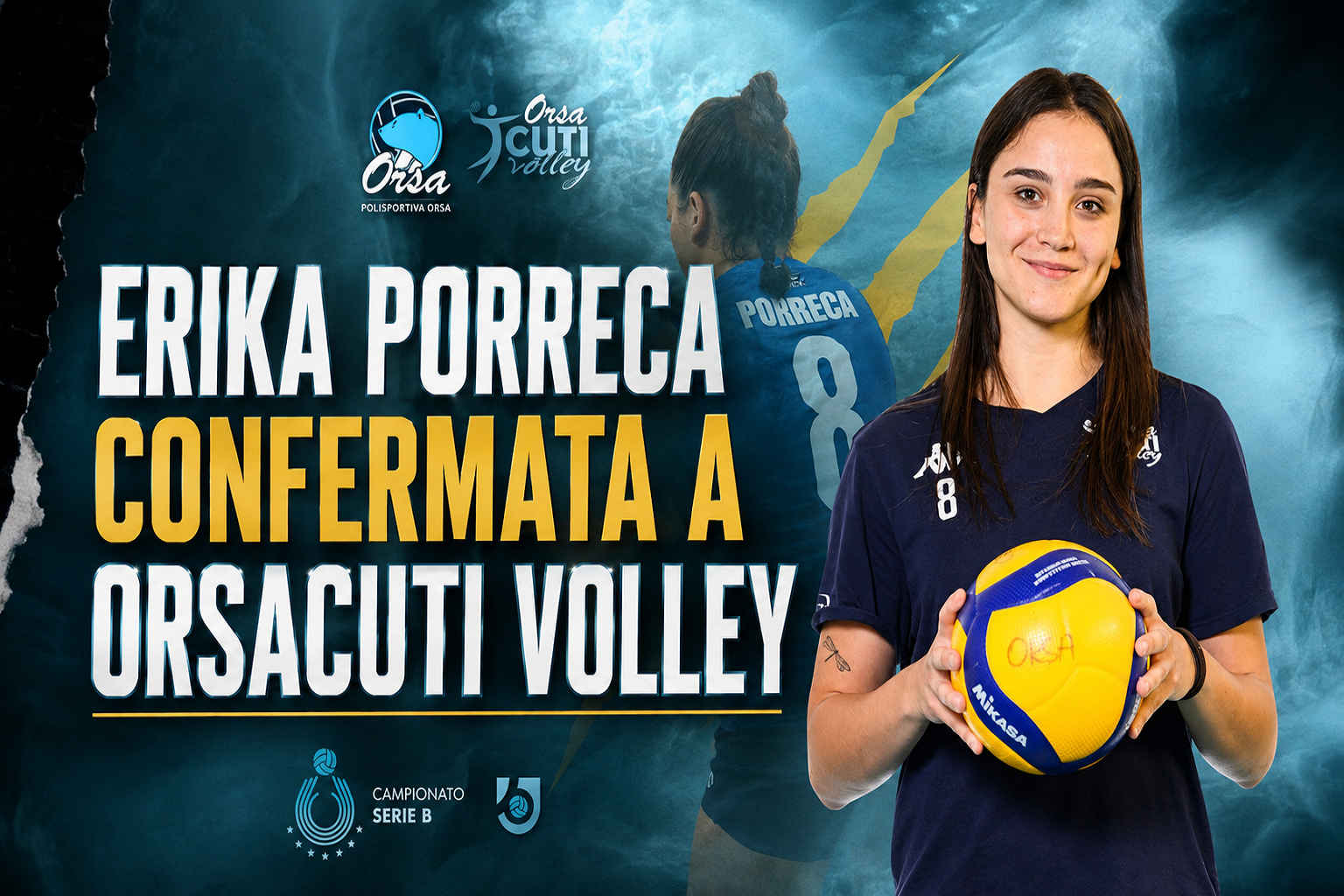 Erika Porreca, schiacciatrice OrsaCuti Volley, maglia numero 8, stagione 20262027