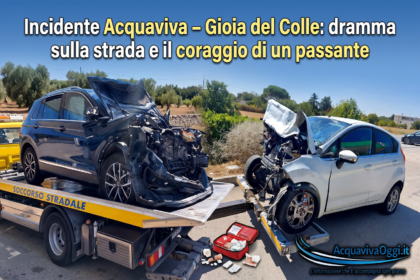 Incidente Acquaviva – Gioia del Colle: dramma sulla strada e il coraggio di un passante 2 Incidente Acquaviva Gioia del Colle veicoli gravemente danneggiati sulla viabilità provinciale