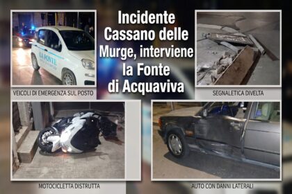 Incidente Cassano delle Murge, interviene la Fonte di Acquaviva 11 Incidente Cassano delle Murge, mezzi coinvolti e intervento vigilanza La Fonte