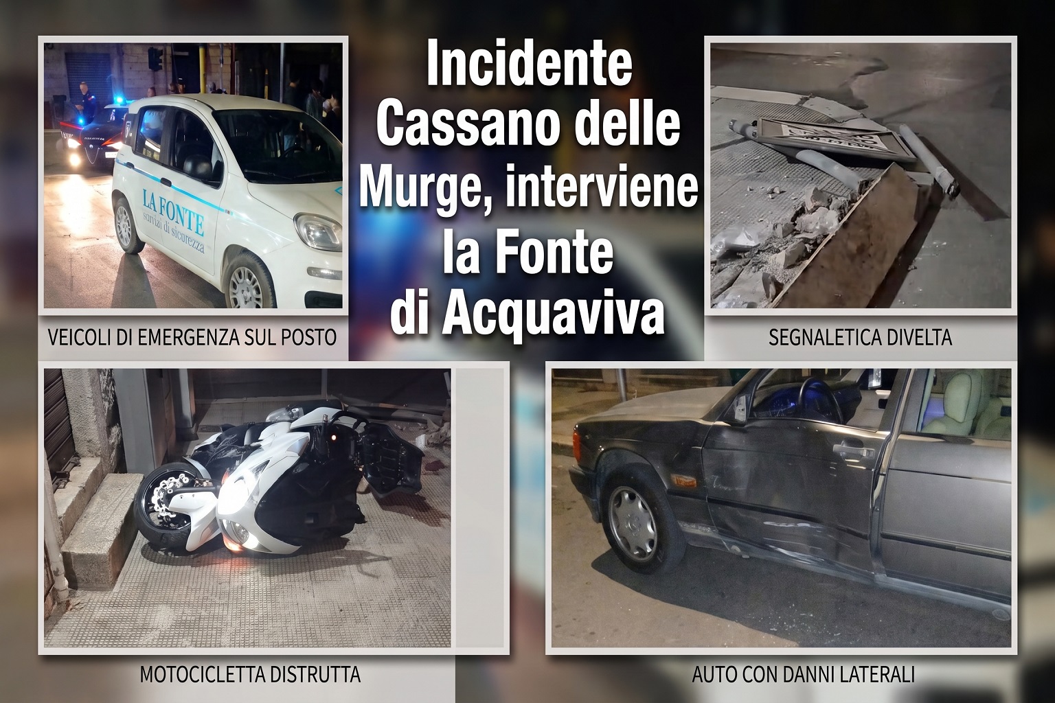Incidente Cassano delle Murge, mezzi coinvolti e intervento vigilanza La Fonte