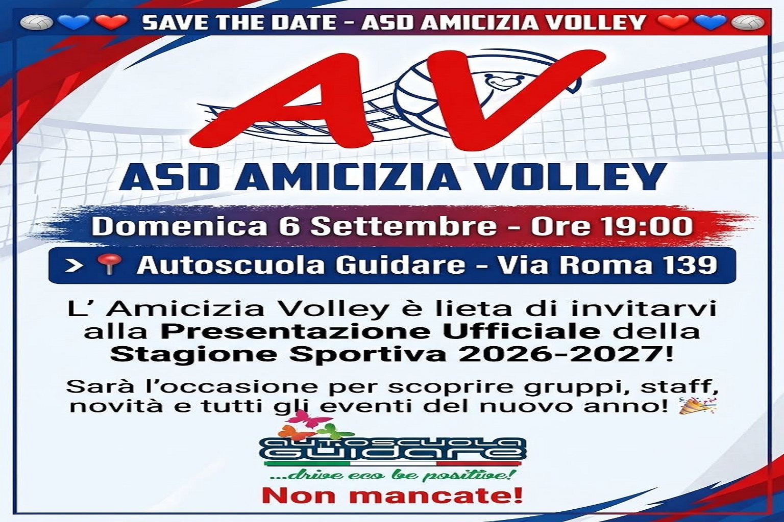 Locandina presentazione stagione 2026-2027 Amicizia Volley Acquaviva