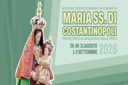 Festa Maria SS di Costantinopoli 2026: come sostenere i festeggiamenti ad Acquaviva delle Fonti 3 Manifesto Festa Maria SS di Costantinopoli 2026 Acquaviva delle Fonti
