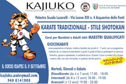Corsi di karate Acquaviva delle Fonti: al via la nuova stagione Kajiuko 8 Locandina corsi di karate Acquaviva delle Fonti Kajiuko stile Shotokan