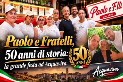 Staff storico della pizzeria Paolo e Fratelli di Acquaviva delle Fonti nel locale di Via Roma
