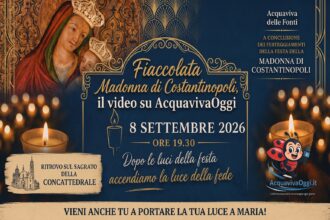 Locandina fiaccolata Madonna di Costantinopoli Acquaviva delle Fonti 8 settembre 2026