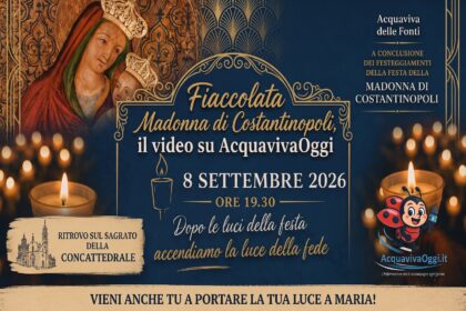 Locandina fiaccolata Madonna di Costantinopoli Acquaviva delle Fonti 8 settembre 2026