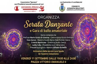 Locandina serata danzante e gara di ballo amatoriale ad Acquaviva delle Fonti