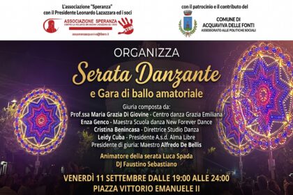 Locandina serata danzante e gara di ballo amatoriale ad Acquaviva delle Fonti